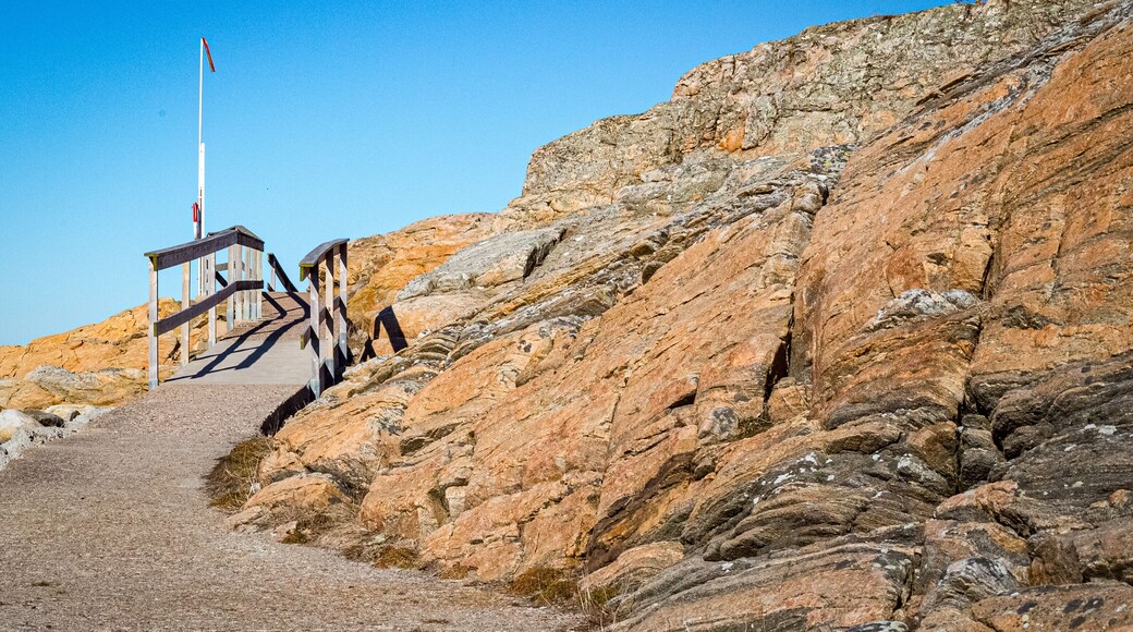 Stone cliffs in Torstensvik beach in Halland county, Sweden