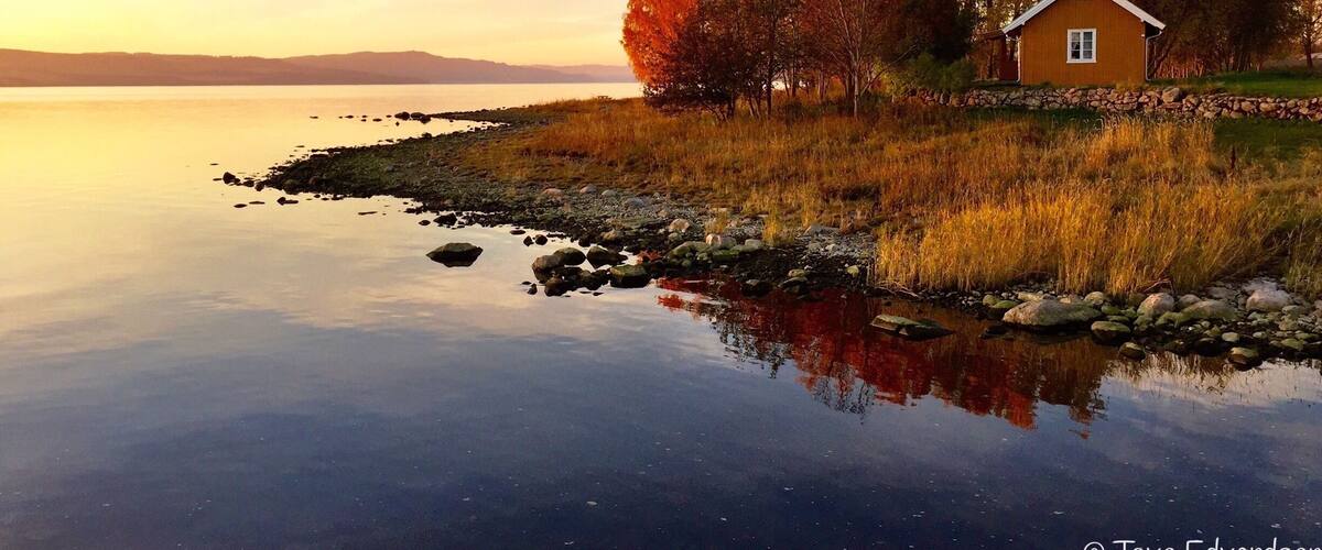 Autumn in Stange by the lake Mjøsa in Norway