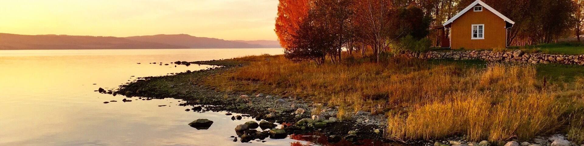 Autumn in Stange by the lake Mjøsa in Norway