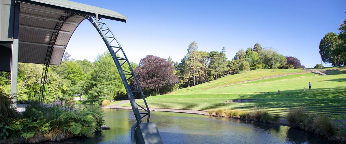 Bowl of Brooklands showing a park and a pond