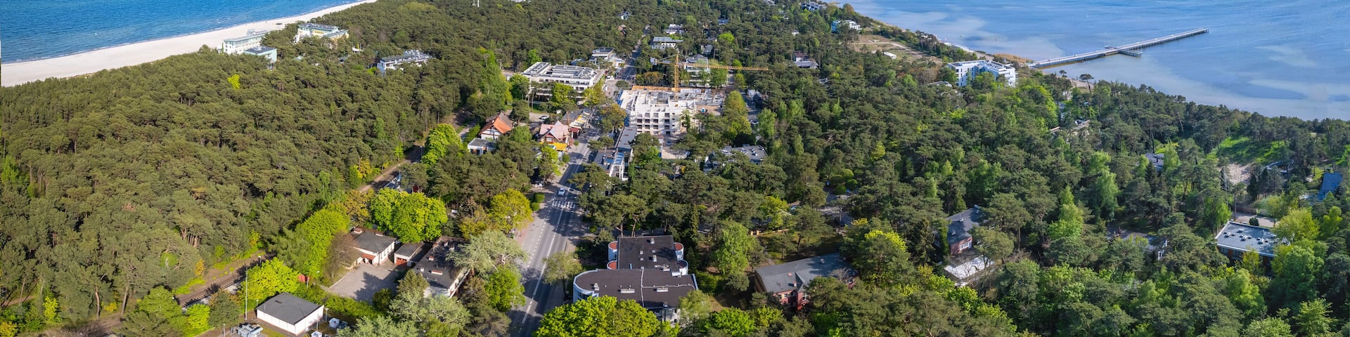 Panorama in Jurata overlooking the Puck Bay and the Baltic Sea