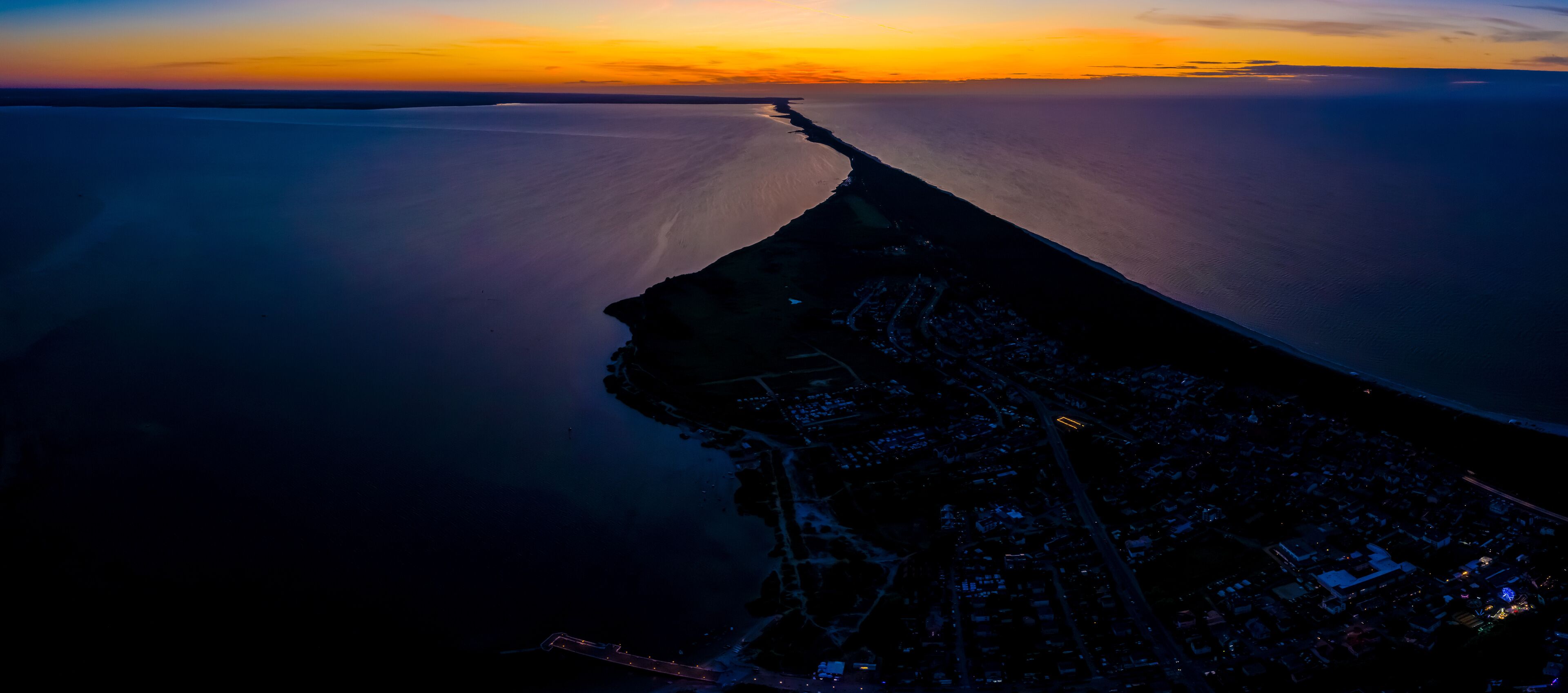 Beautiful Panorama color sky, sunset by the Baltic Sea, Jastarni
