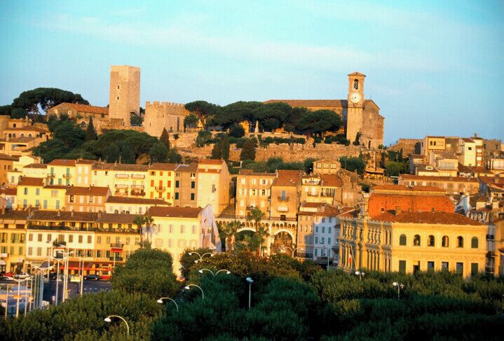 High angle view of building in a city, Le Suquet, Cannes, France