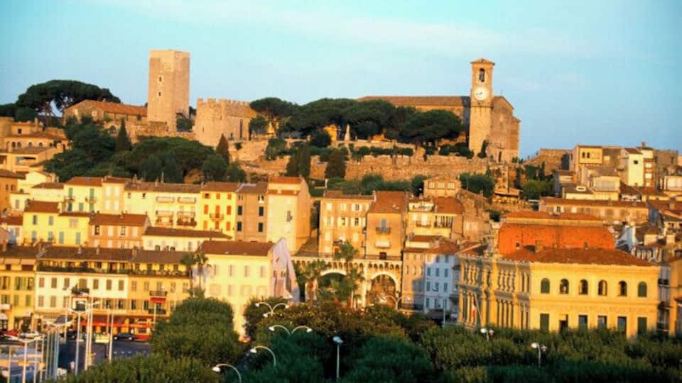 High angle view of building in a city, Le Suquet, Cannes, France