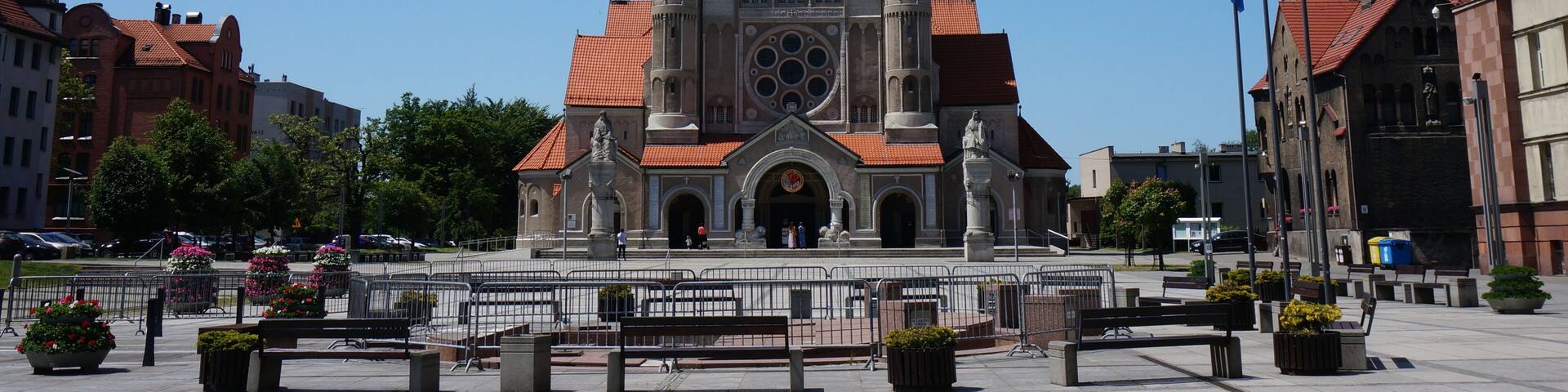 Neo-Romanesque Church of Saint Paul the Apostle in John Paul II Square, Nowy Bytom district. Ruda Slaska, Poland.