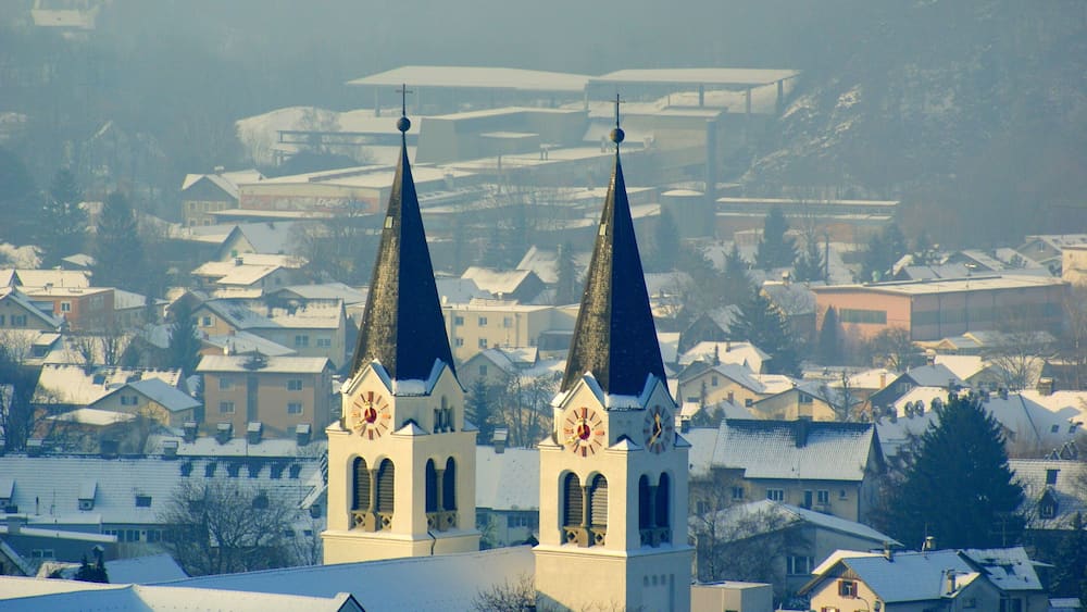 view of Goetzis (Götzis) town in Vorarlberg, Austria