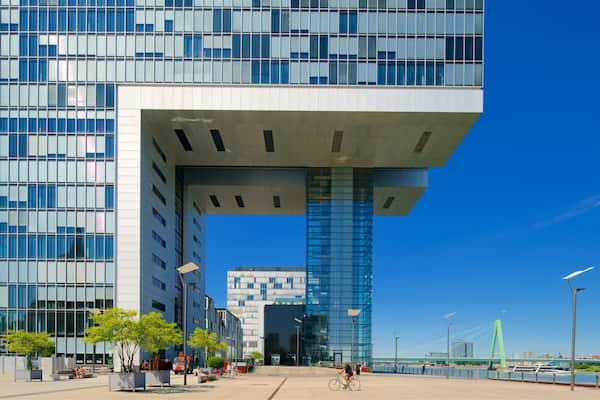 Rheinau Harbour which includes modern architecture