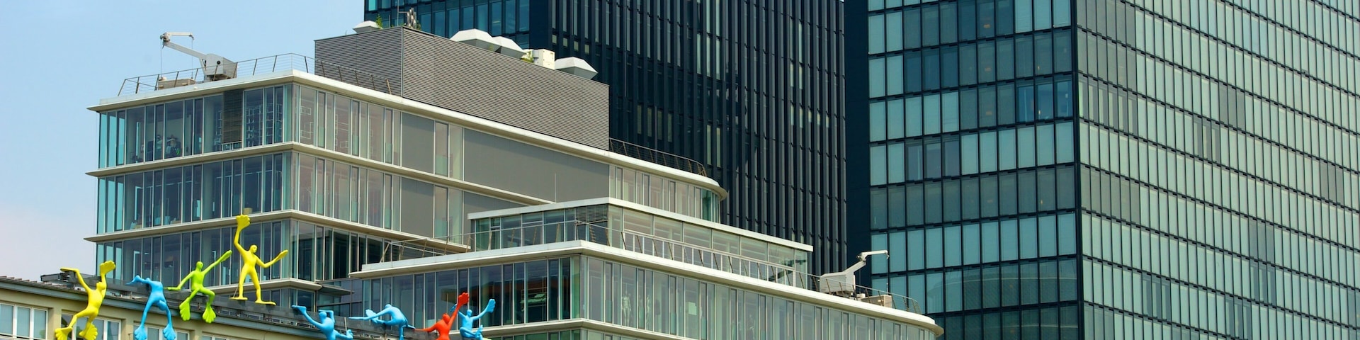 Dusseldorf-Hafen featuring a city, a high rise building and outdoor art