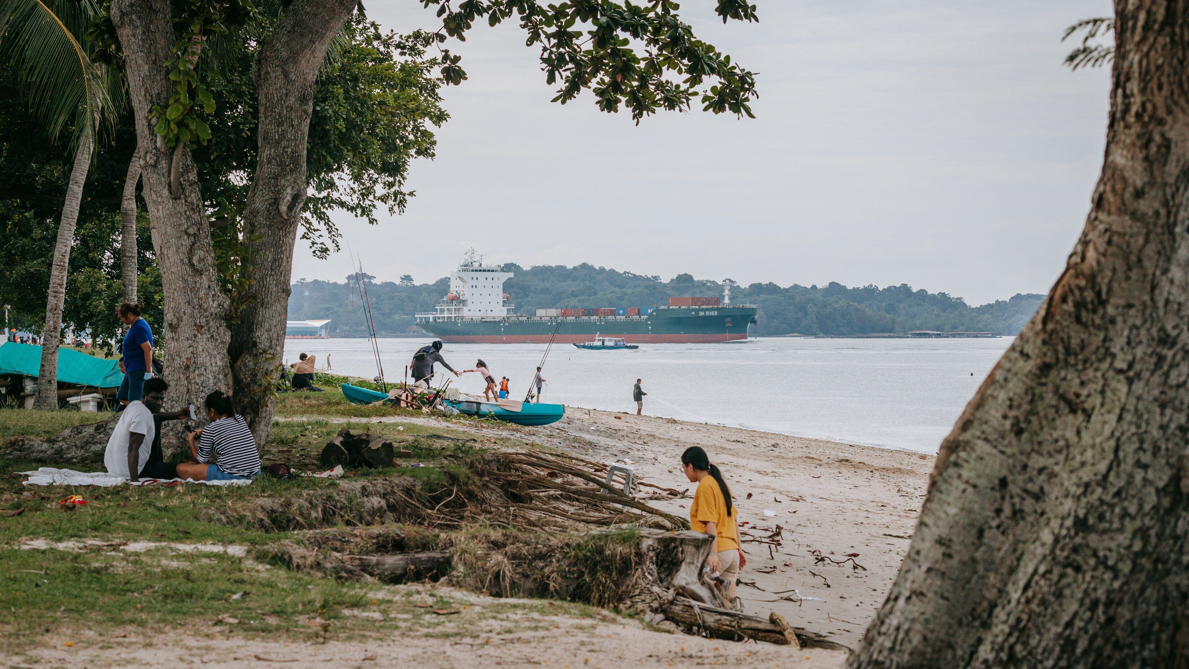 Changi Beach Park featuring a garden, a sandy beach and general coastal views