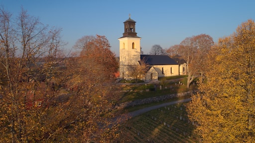 Turinge kyrka omgiven av höstens färger.