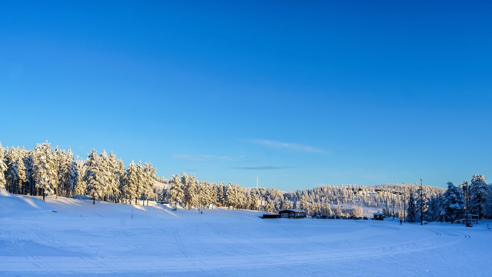 Ski trails in a beautiful landscape in Orsa, Sweden