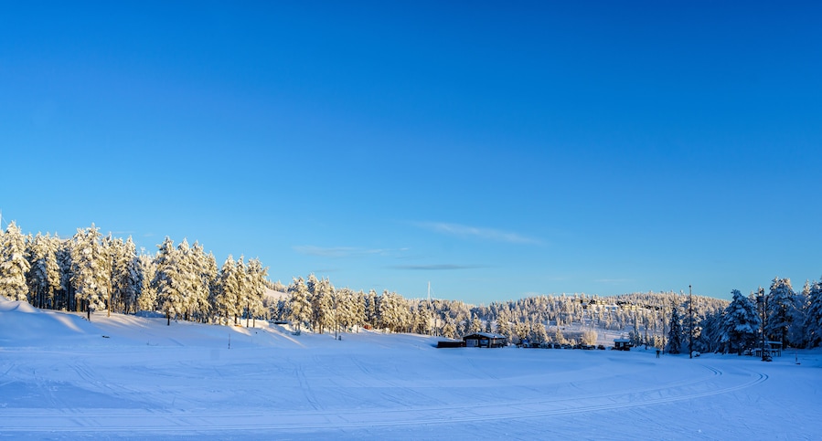 Ski trails in a beautiful landscape in Orsa, Sweden