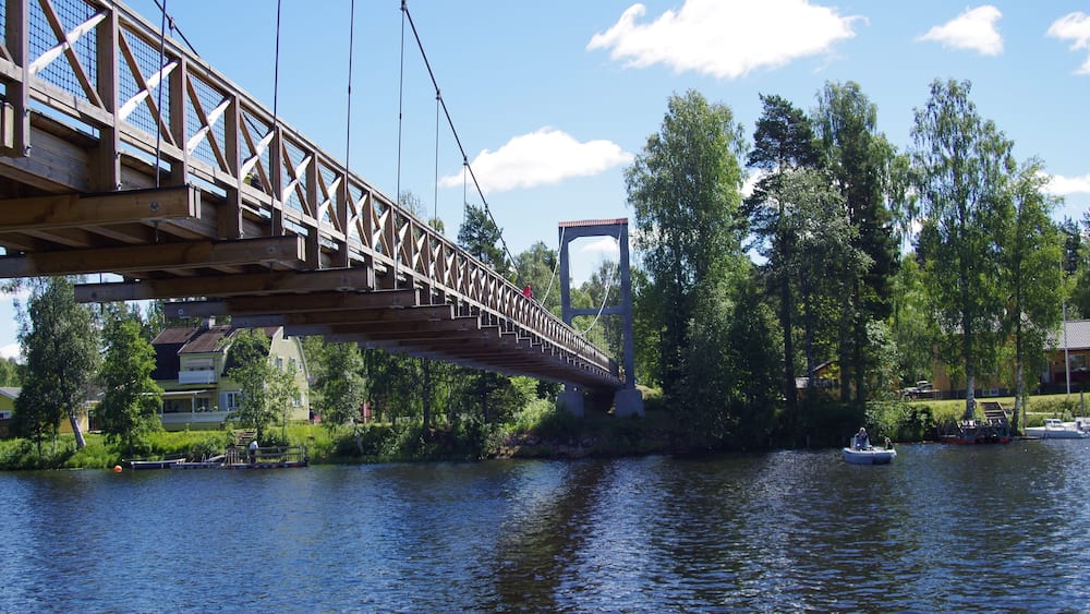 A wooden cycling bridge in Vansbro,Dalarna