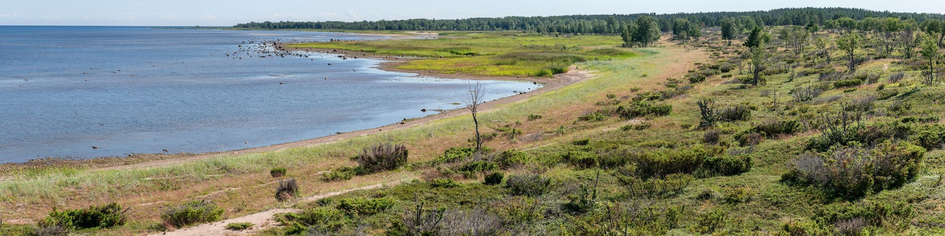 Shoreline or beach at Sandskar island Haparanda Archipelago National Park. Haparanda Sandskar is an island in Sweden's northernmost Archipelago.