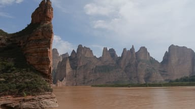 View of the Bingling Stone Forest and the Yellow River