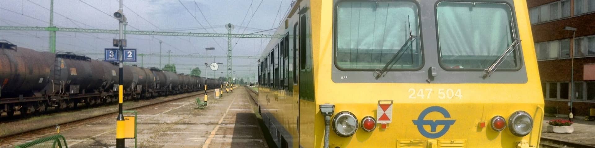 A local train from Rajka to Hegyeshalom.
Rajka is a Hungarian village close to the border with Slovakia, and can be easily reached from Bratislava by public transport.