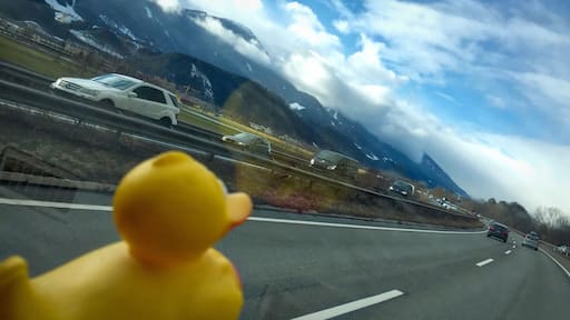 Rubber Ducky loves being on the road...
