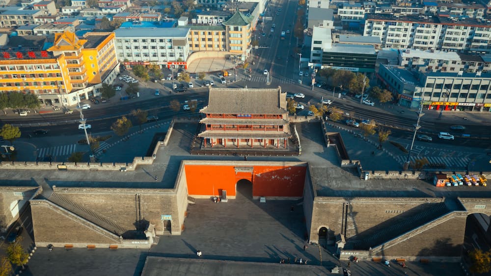 High-definition Aerial Footage of Xinzhou Ancient City in Xinzhou City, Shanxi Province, China