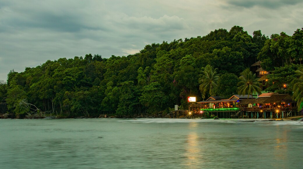 Colorful light of restaurants on the beach in Sihanoukville