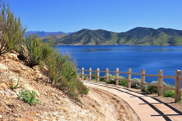 View of Diamond Valley Lake as seen from a hiking path in Hemet, California.; Shutterstock ID 71467384; Purchase Order: -