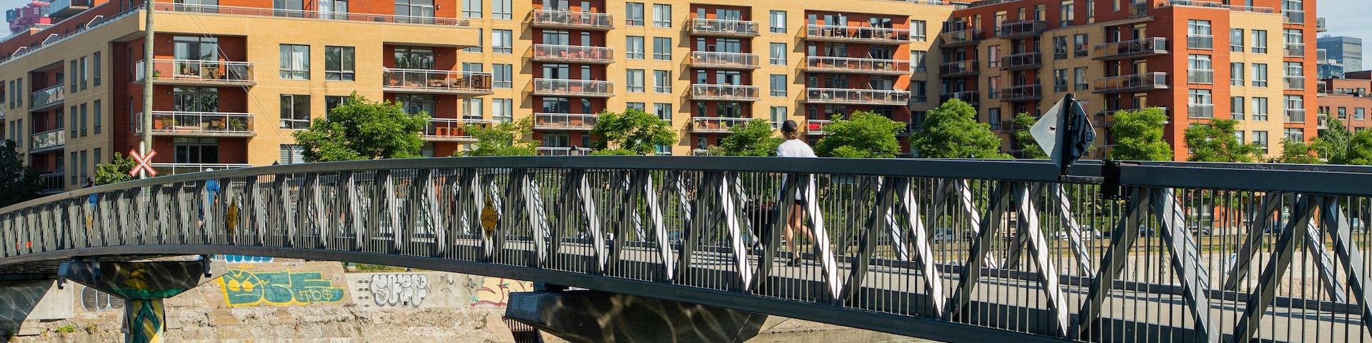 Lachine Canal National Historic Site which includes a bridge and a river or creek