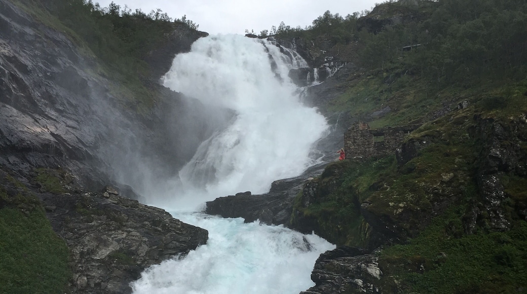 Huge waterfall during flamsbana train journey from Flam to Myrdal