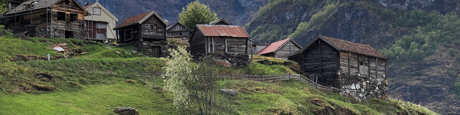 We hiked 6 miles (round trip) from Flåm to the Otternes farm collective site.  It is an easy and scenic hike along the fjord on paved path, with just the last 1/2 mile or so uphill walking.
The collective farm is now an historic site and a nice diversion from Flåm.
#Culture