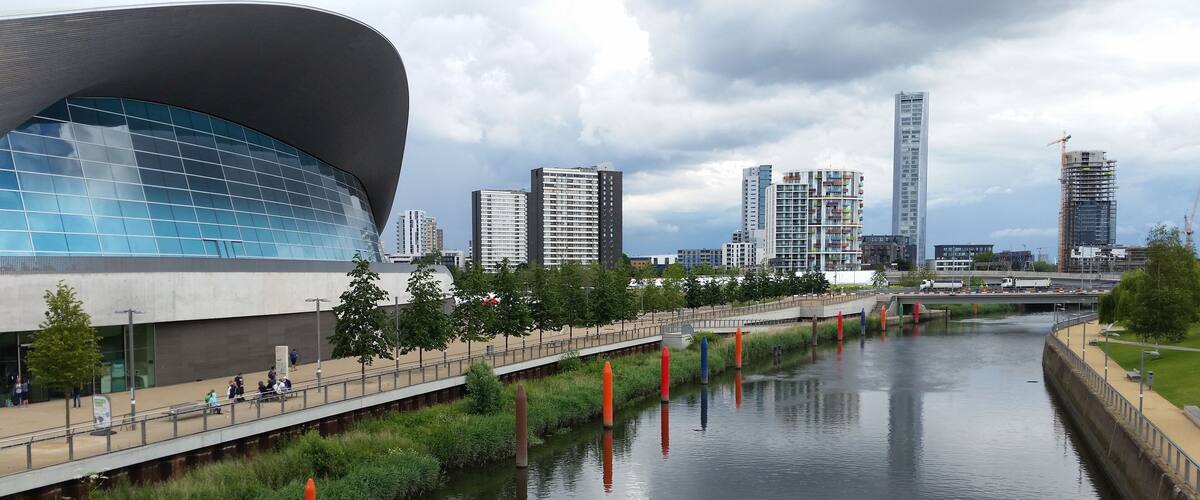 The London Aquatics Centre is located at Queen Elizabeth Olympic Park, in London, United Kingdom, a sporting complex built for the 2012 Summer Olympics; Shutterstock ID 447618997; Purchase Order: -