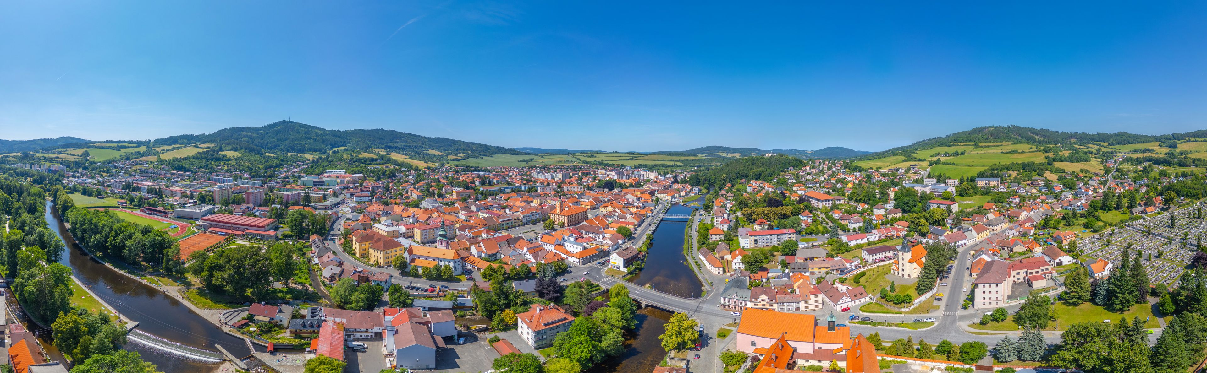 Panorama view of Susice in Czech republic