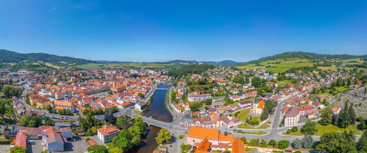 Panorama view of Susice in Czech republic