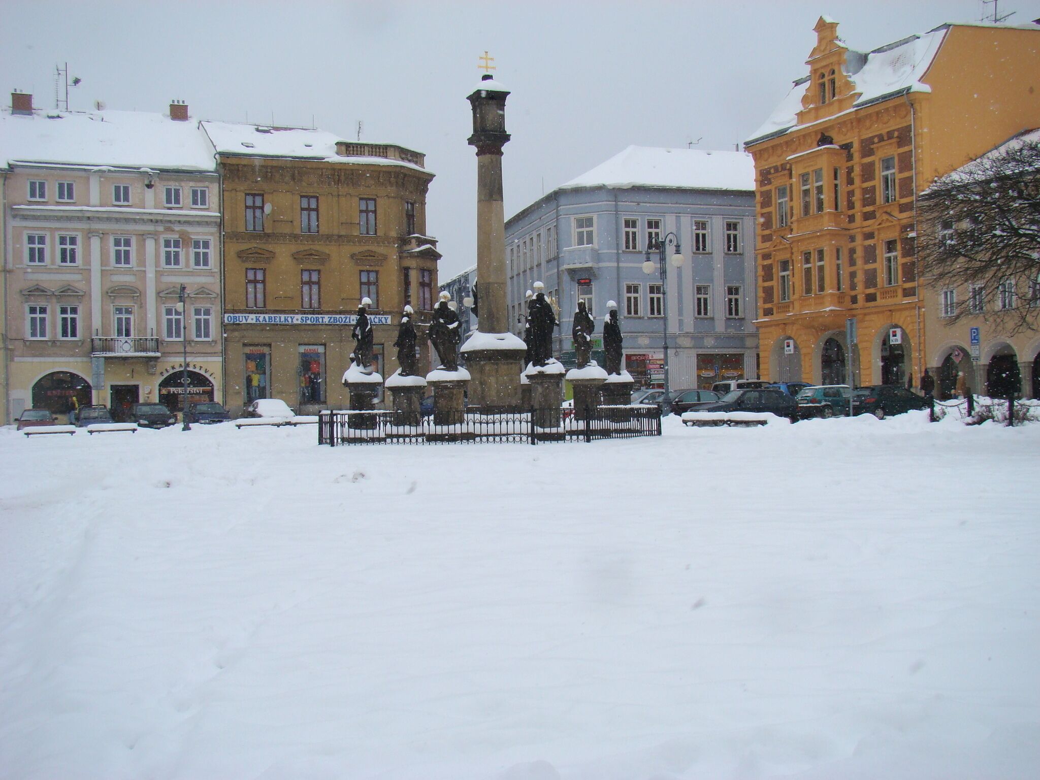 Plague pillar in place in Rumburk.