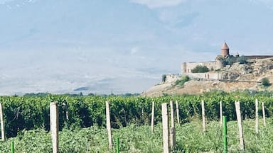 Mt. Ararat and the Khor Virap Monastery in Armenia.