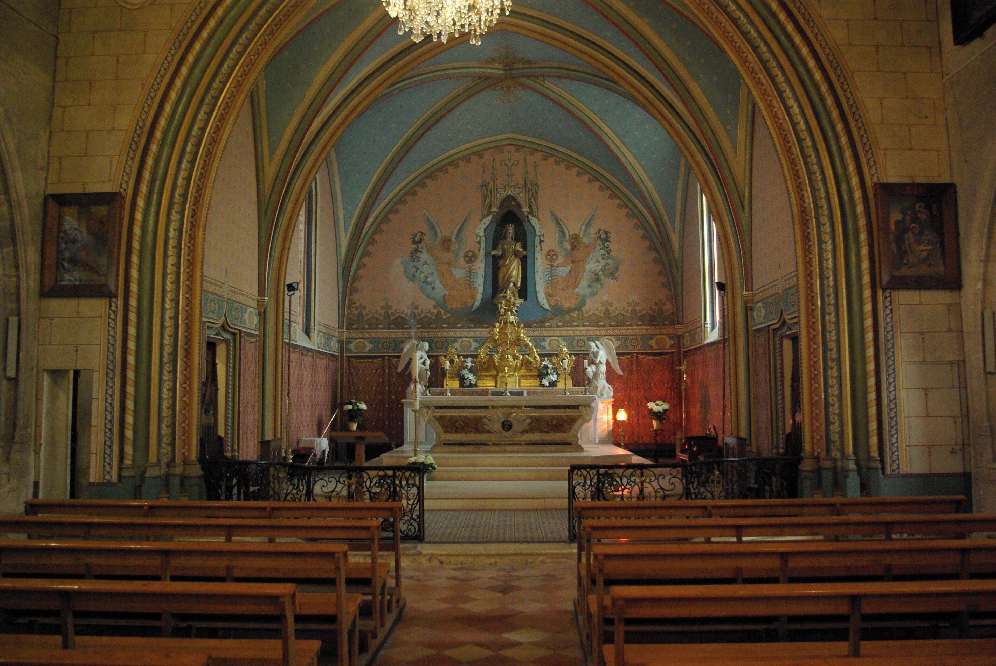 Inside of the church of Our Lady in Macau (Gironde, France). National Heritage Site of France.