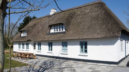 historisches Bauernhaus mit traditionellem Reetdach