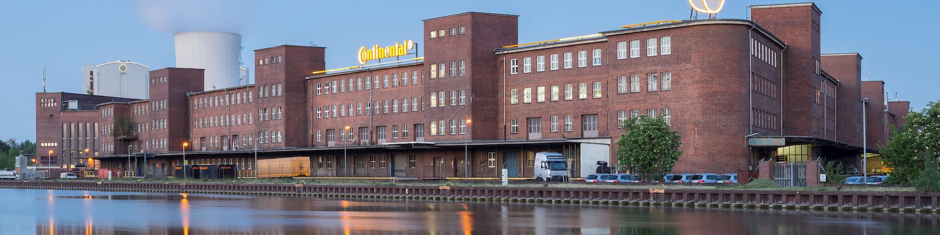 Tire factory of Continental AG located at Mittelland Canal in Stoecken quarter of Hannover, Germany.