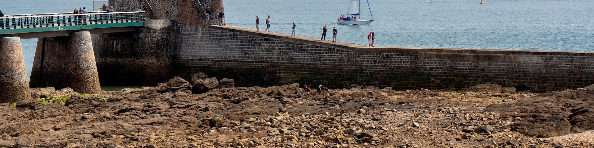 view of the jetty and the lighthouse of Les Sables d'Olonne, France