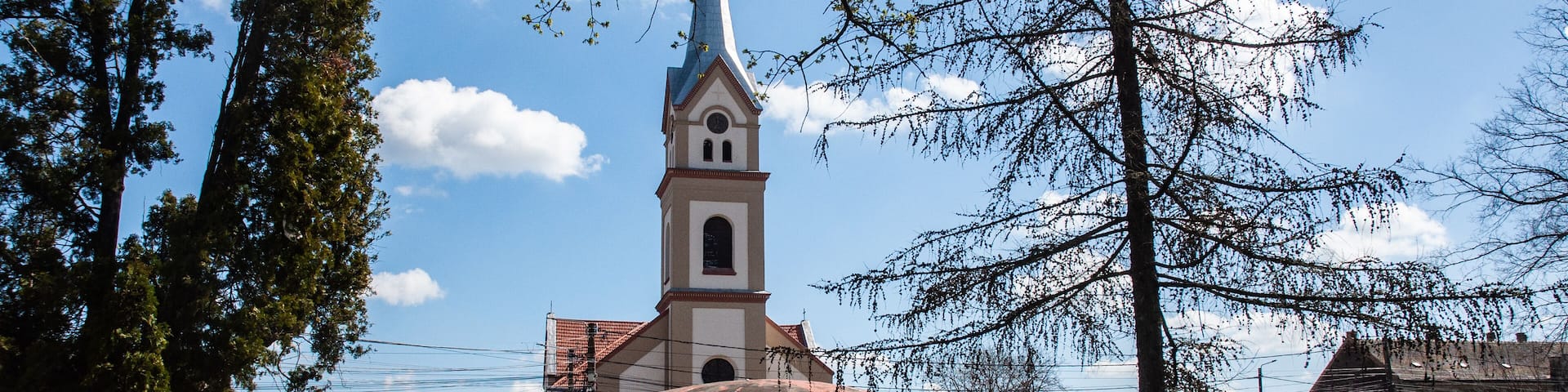 View on the catholic church Saint Vendelin in Jimbolia, Romania.