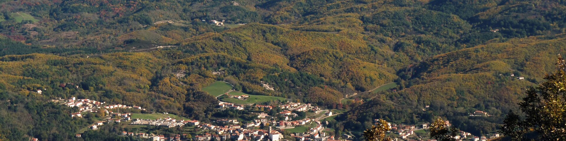 Village of Saint-Laurent de Cerdans viewed from Roc Cogull (Roussillon, France)