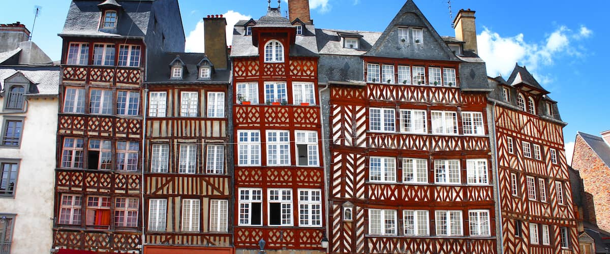 Rennes, France - Traditional half-timbered houses from the 17th century, Place du Champ-Jacquet.