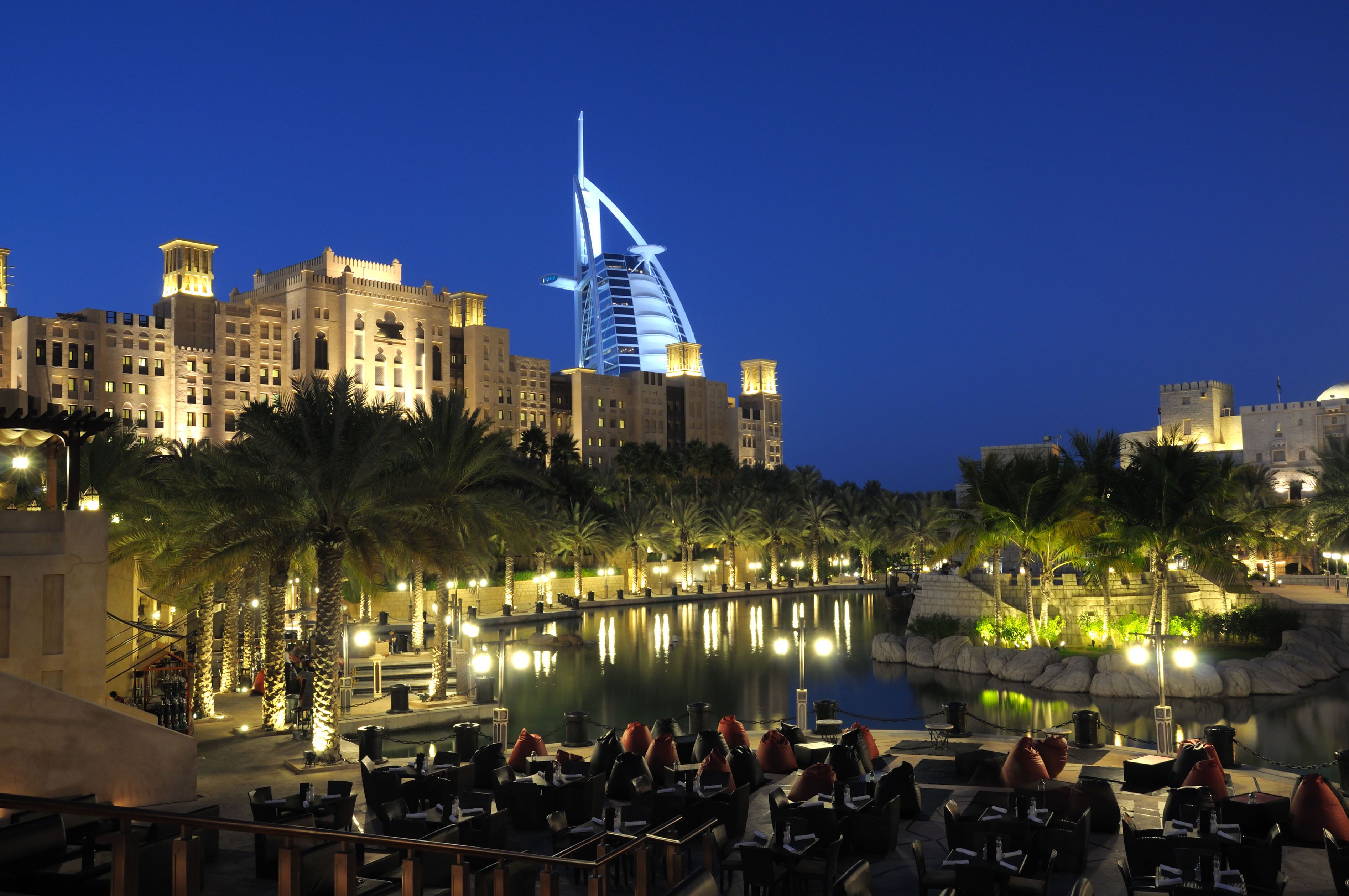 Madinat Jumeirah at dusk. Dubai, United Arab Emirates. Image shot 01/2010.  Exact date unknown.