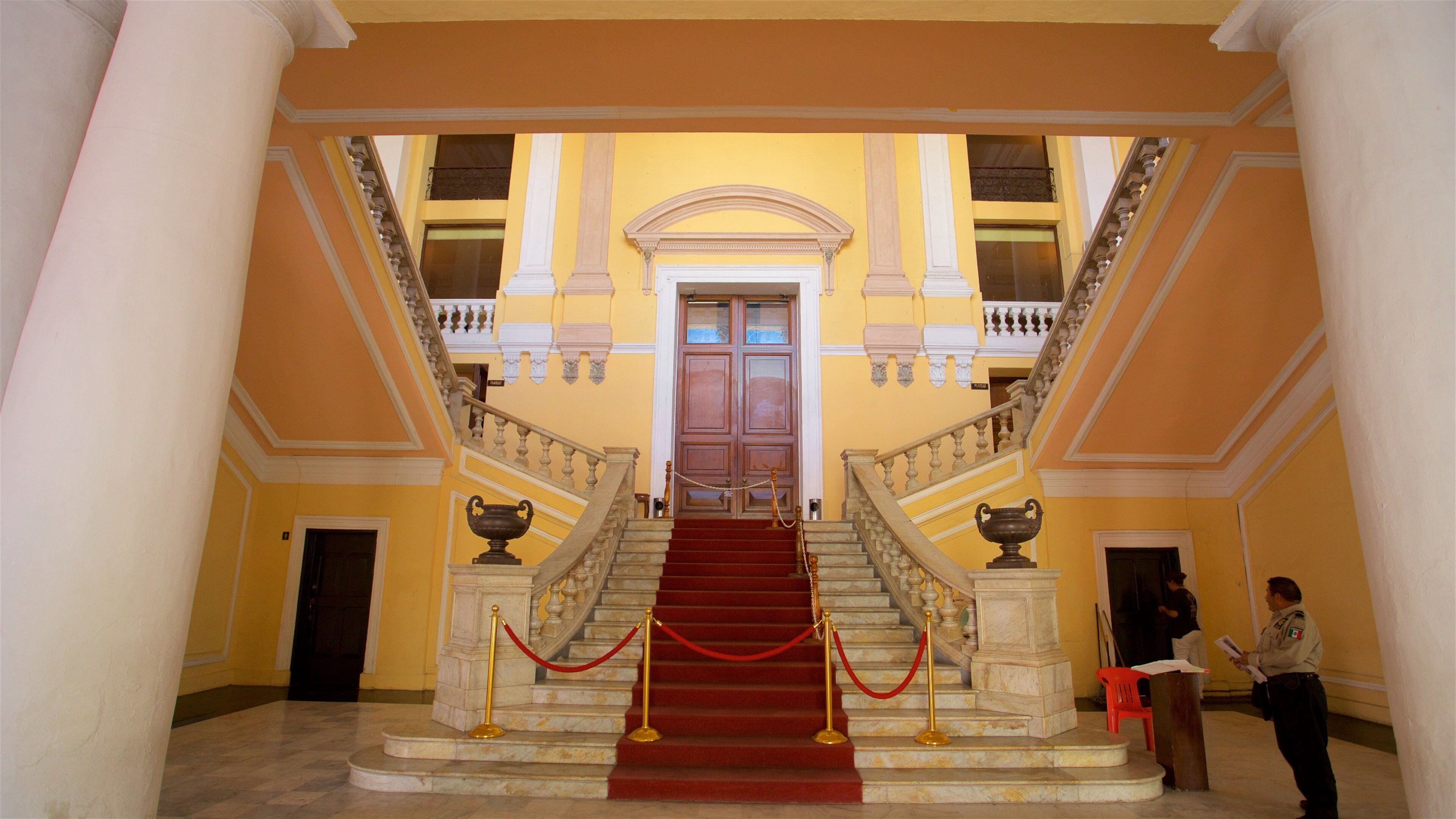 Teatro Peon Contreras which includes interior views and heritage elements as well as an individual male