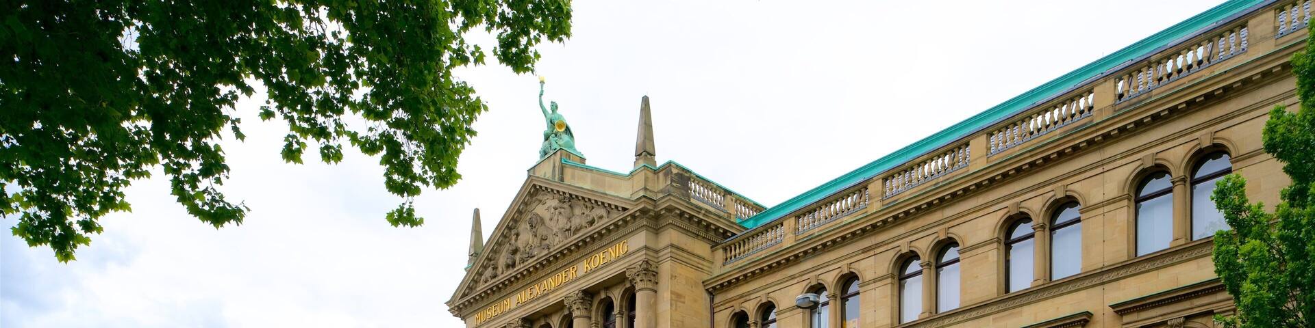 A historic building with columns and a statue on the roof.