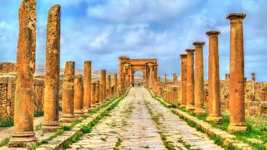 Timgad, ruins of a Roman-Berber city in Algeria.