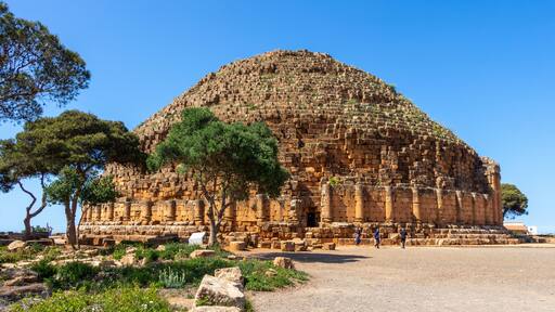 The Royal Mausoleum of Mauretania, a funerary monument located on the road between Cherchell and Algiers, in Tipaza, Tipasa Province, Algeria