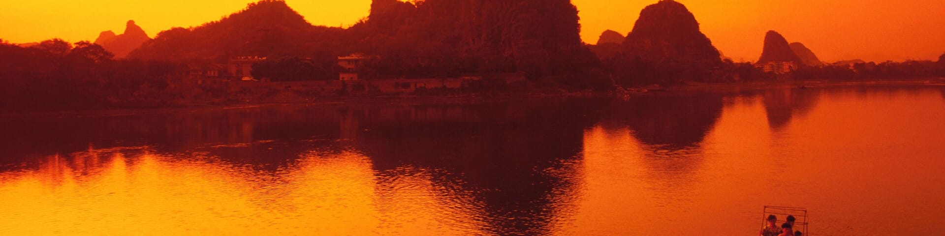 High angle view of a boat in a lake, China
