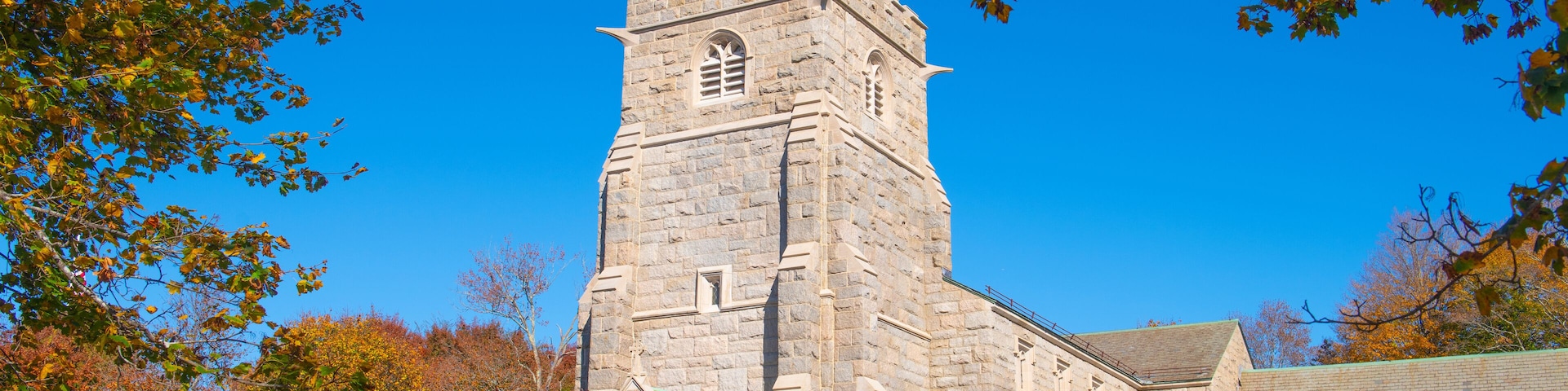 Hopedale Unitarian Parish Church at 65 Hopedale Street in historic town center of Hopedale, Worcester County, Massachusetts MA, USA.