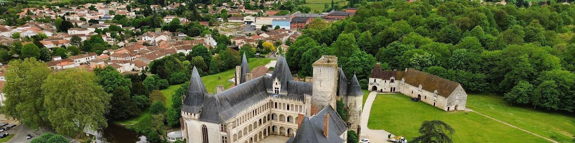 drone photo La Rochefoucauld castle france Europe