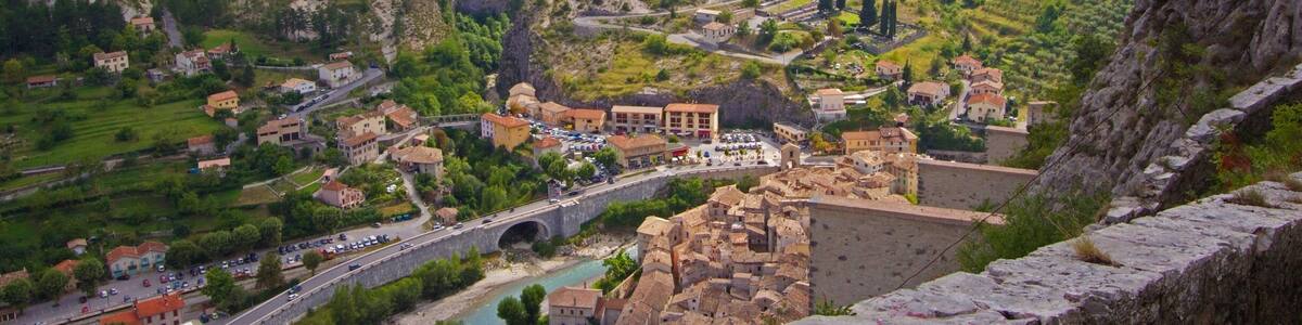 This is the view from the walk to the citadel in the medieval town of Entrevaux which is a commune in the Alpes-de-Haue-Provence department in southeastern France.