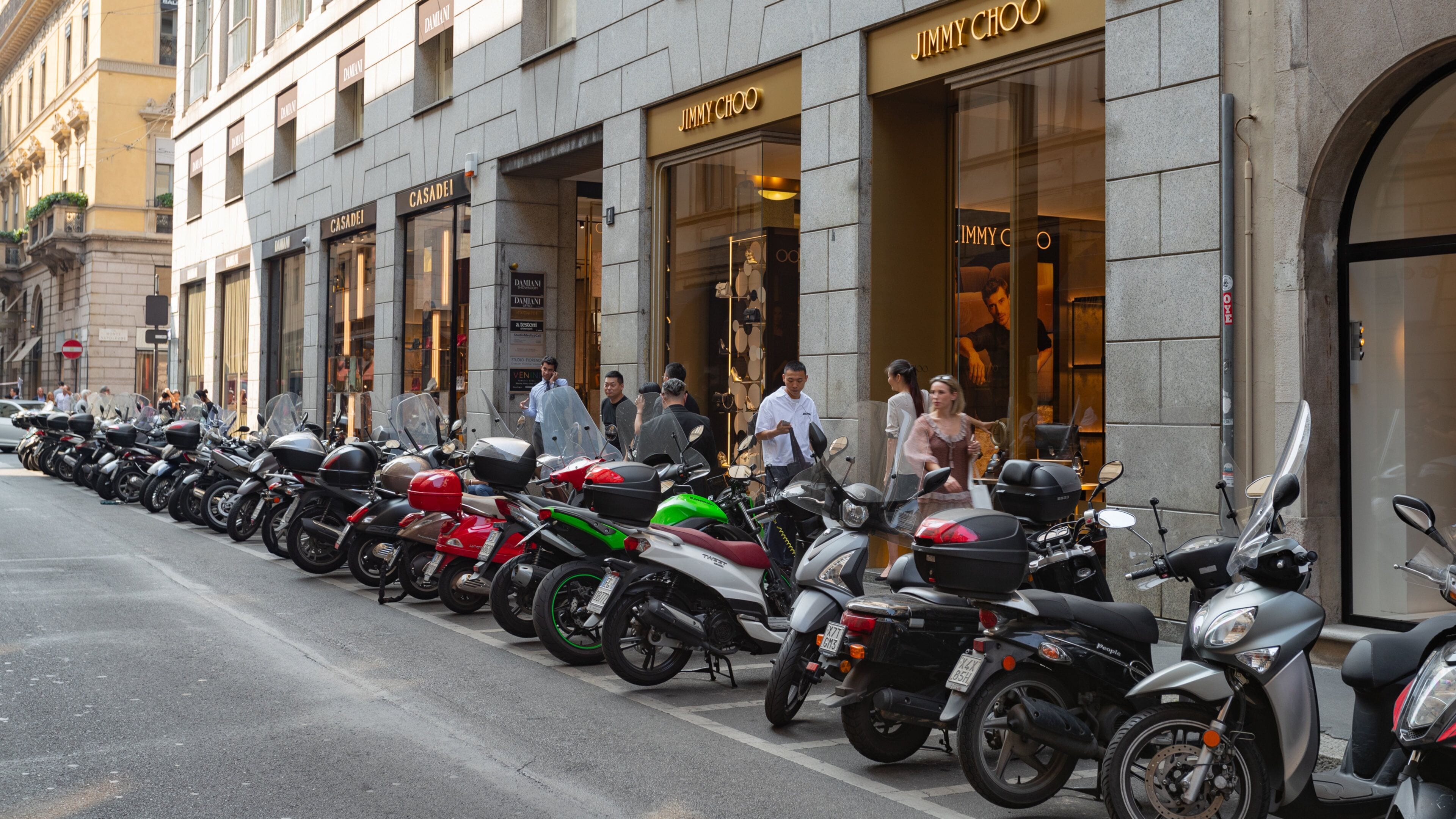 Via Montenapoleone Fashion District showing street scenes