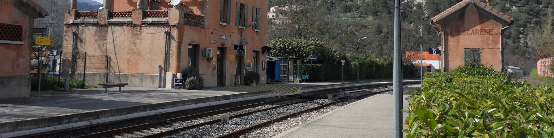 Gare de L'Escarène sur la Ligne de Nice à Breil-sur-Roya.